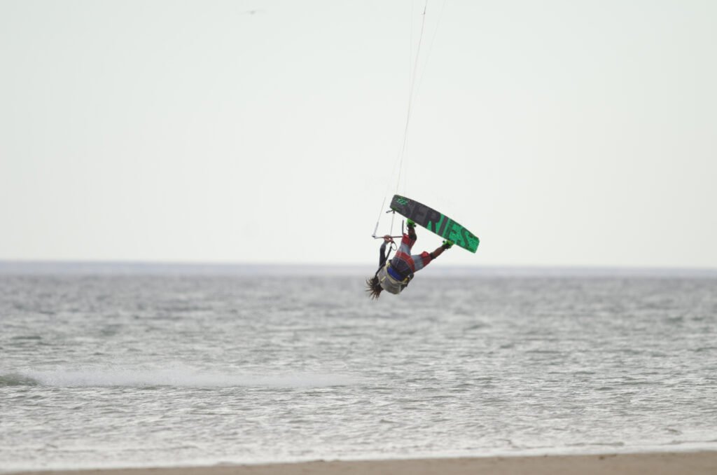 kitesurfer doing a flip in Essaouira, Morocco