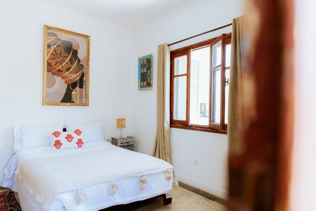 Bedroom in Salty boutique hotel in Essaouira, Morocco for surf and kite camp packages